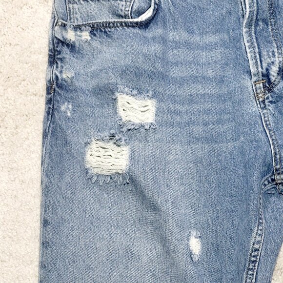 Zara Man Jeans Men 34 Blue Slim Tapered Distressed Embroidered Patchwork Denim - Picture 8 of 16